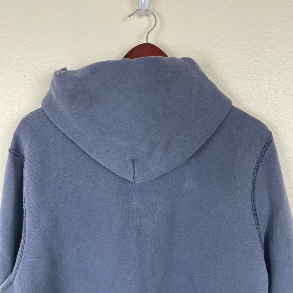 Y2K 90s Hollister Mens Hoodie Sz L Hooded Sweatshirt Logo Navy Blue Pullover